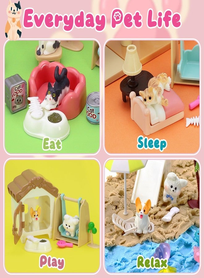 Crelloci Double-Layer Pet Magic Sand Playset, 2 Colors Magnetic Sand Sensory Bin with Cat & Dog Figures, Mess-Free Sand Toy Kit for Kids, Creative Sensory Play, Gift for Boys & Girls Age 3+ - Image 4